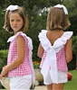 fashion Baby girls plaid ruffle short sets 2 piece set gingham girl summer outfits