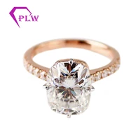 

cross prongs 4ct elongated cushion cut moissanite engagement ring in 14k rose gold& white gold