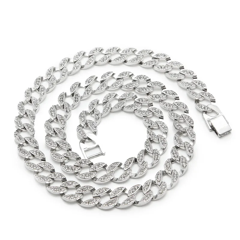

Hot Selling 15mm Alloy Gold Silver Color Plated Miami Cuban Link Chain Necklace Mens HipHop Jewelry 30inch