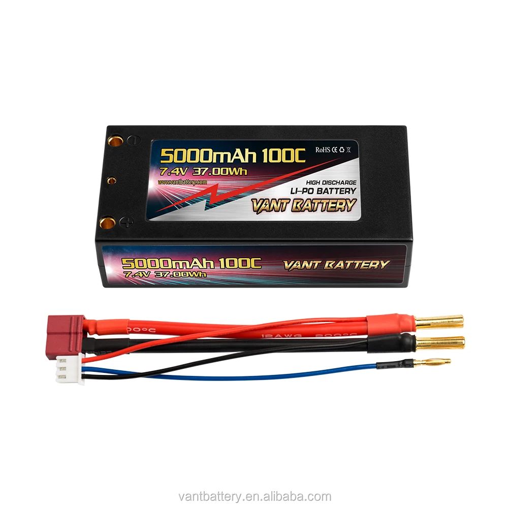 Vant Roar 4mm Bullet Rc Lipo Battery 5000mah 2cell 100c 7.4v Shorty