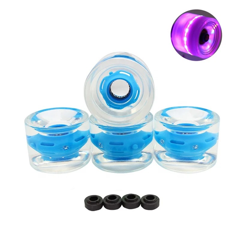

Wholesale 70*51mm Led PU Material Blank Shiny Longboard Skateboard Wheels