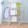 Adjustable stainless steel three layer clothes drying rack