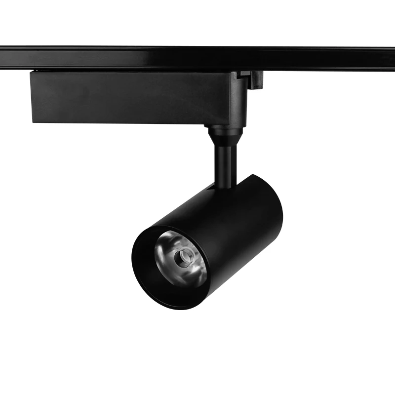 Flicker free COB 12 15W 18W 25W 24degree CRI 90  black integrated LED  track light with lens for exhibition retail shops gallery