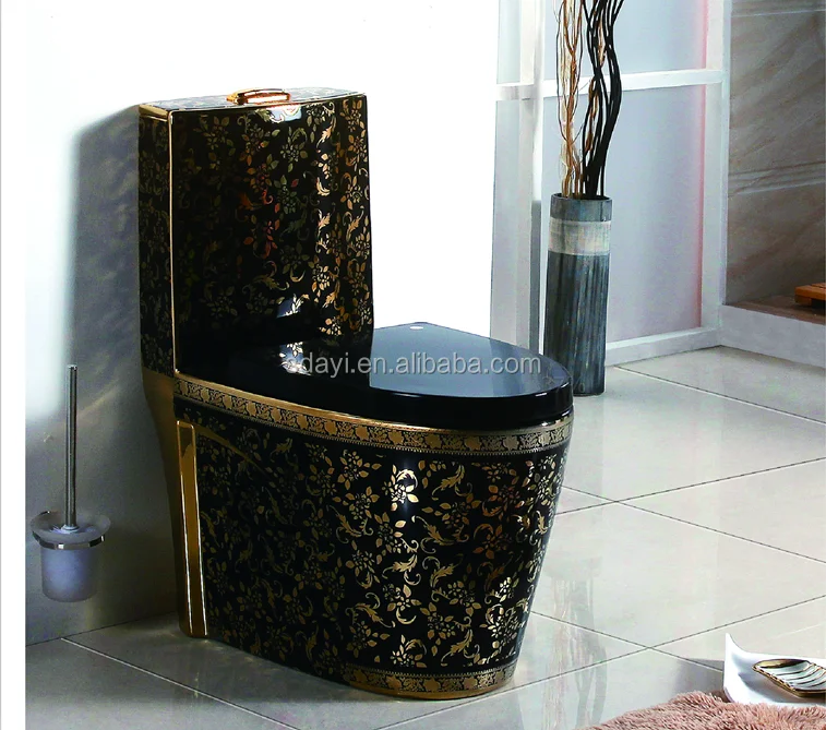 Ceramic Gold Color Bathroom Wc Toilet Bowl Black Golden Color Toilet