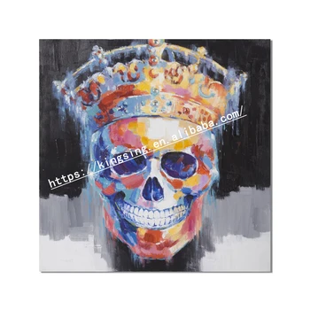 Handmade Abstract Colourful Skull Oil Painting On Canvas For Home Handmade Abstract Colourful Skull Oil Painting On Canvas For Home Decor