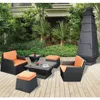Space-saving tower designed synthetic rattan wicker furniture outdoor garden stackable sofa