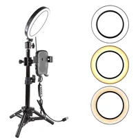 

Selfie Ring Light with Tripod Stand Led Desktop Ring Light,Mini LED Camera Light with Cell Phone Holder Desktop LED Lamp