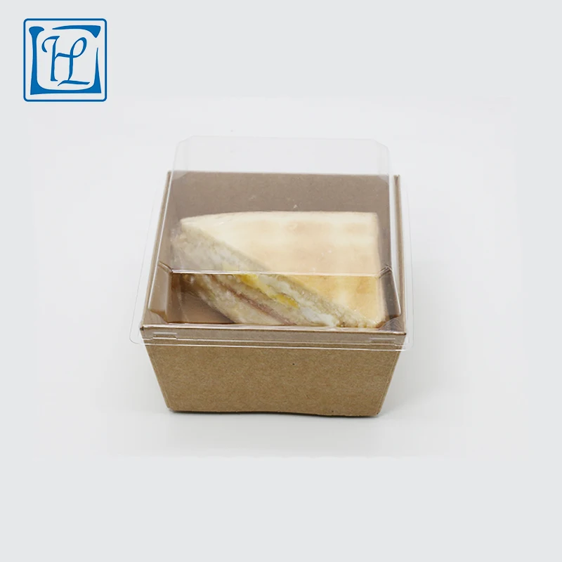 
Kraft paper material with clear lid disposable food use packing box 