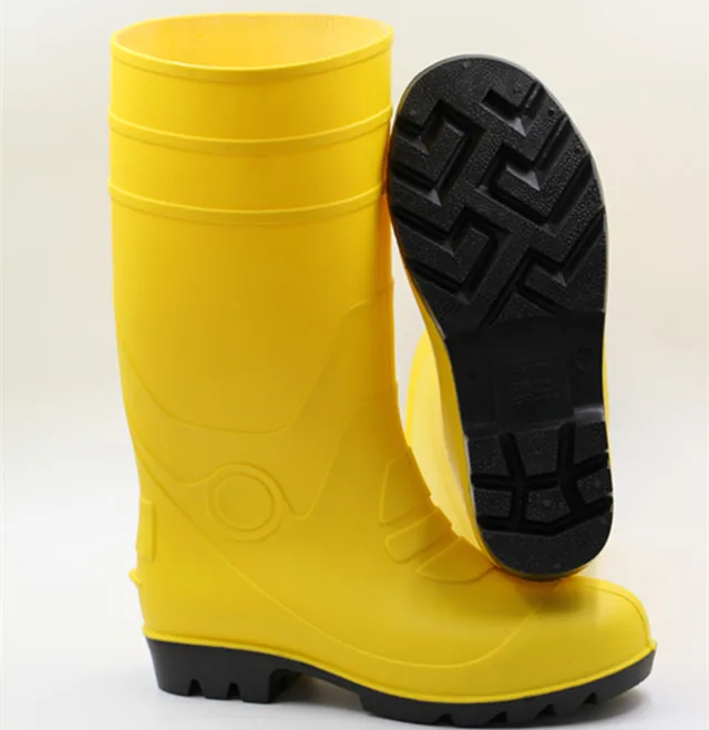 

New Style Yellow Man Safety Security Guard Industrial Rubber Gumboots , PVC Rain Boots With Steel Toe for Construction, Requirement