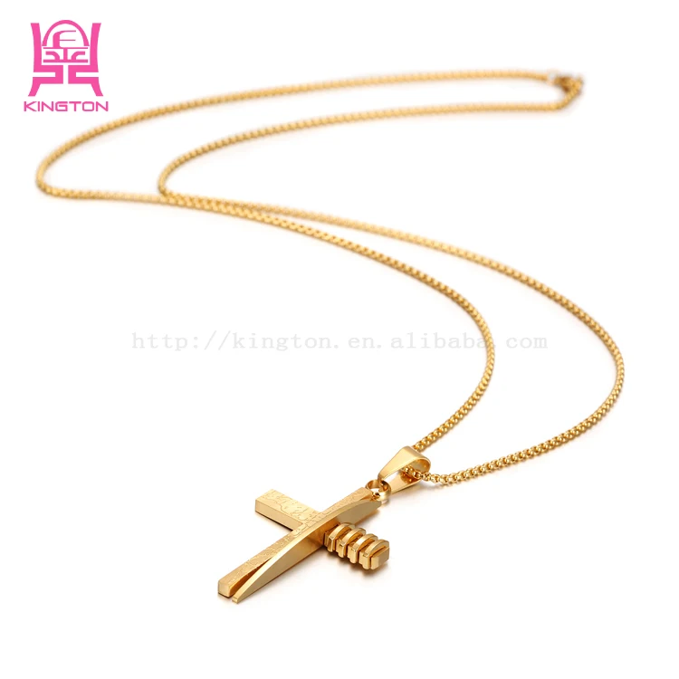 

antique stainless steel cross pendant necklace