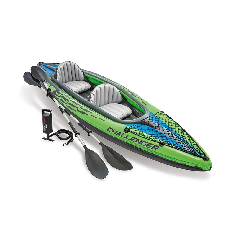 

INTEX 68306 CHALLENGER K2 Inflatable Rowing Boat set For Sport Gaming, Green