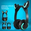 Devil Rabbit Deer Kids Headphones Wireless BT Headset Cute Led Flashing Glowing HI-FI Stereo Sound with MIC