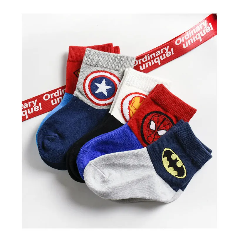 
Up-grade marvel hero socks bulk soft touch silicone rubber cotton baby socks 