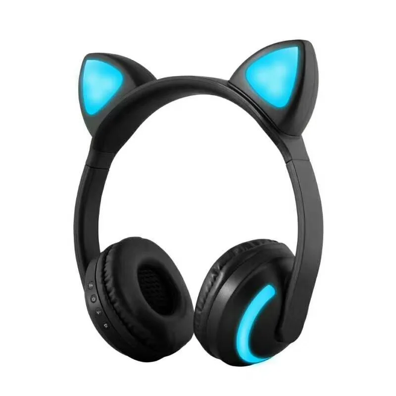 

GlobalCrown Cat Ear Wireless Headphones, LED Flashing Glowing Headset, Click to switch 7 different colors