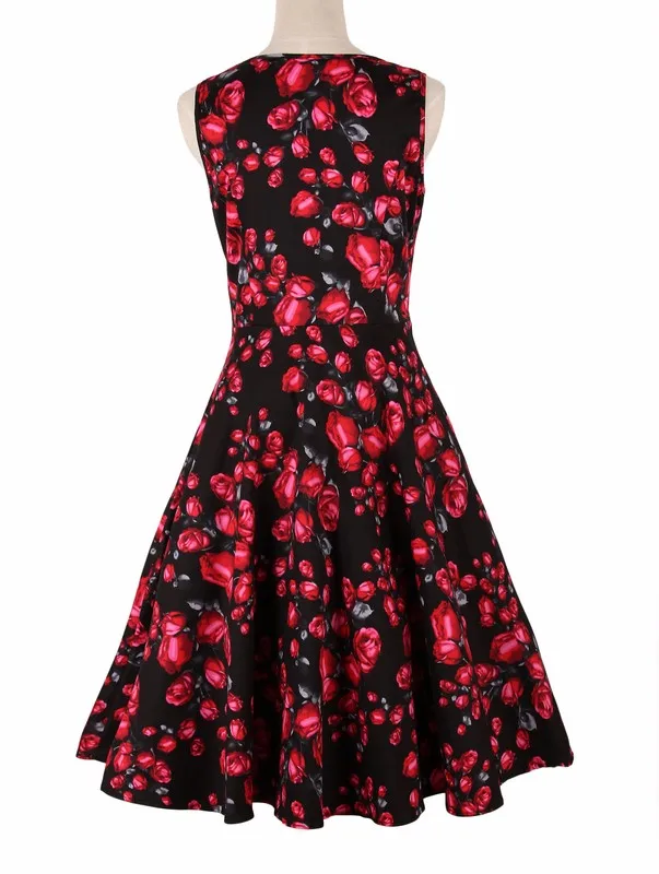 women's clothing wholesale 2018 flower print casual retro rockabilly fashion dress