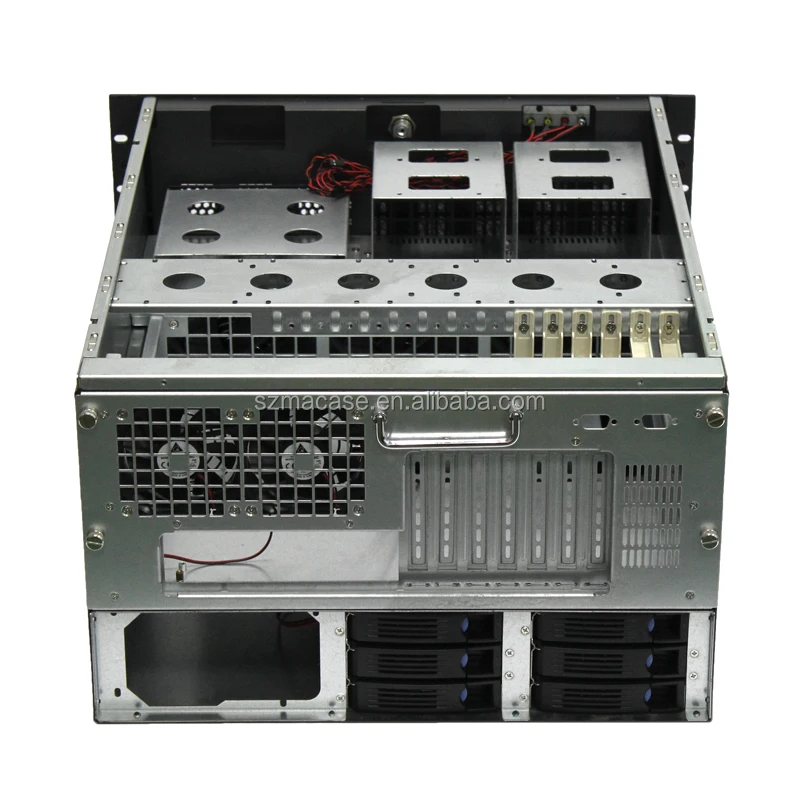 Macase 6U Server Chassis / Server Case / Rackmount Case, Metal Rack Mount Computer Case with 6 Bays & Fans Pre-Installed