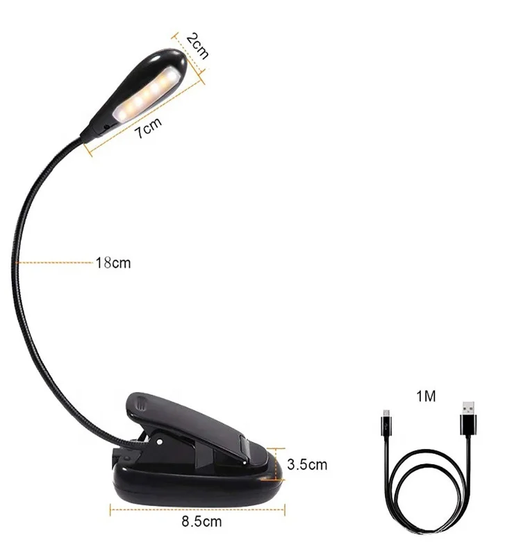 Rechargeable 7 Led Book Light Eyecare Clip Reading Lights Mini