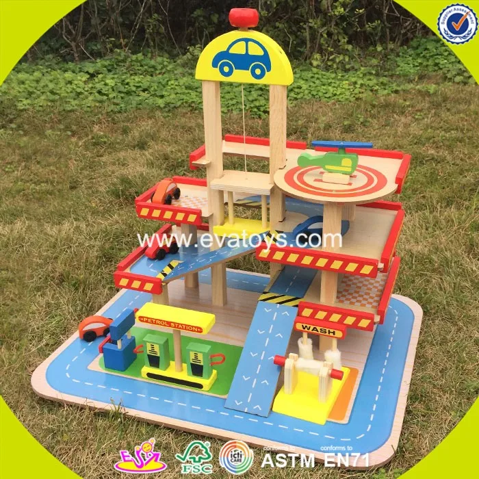 2018 Wholesale Toddlers Wooden Car Garage Toy Funny Kids Wooden Car