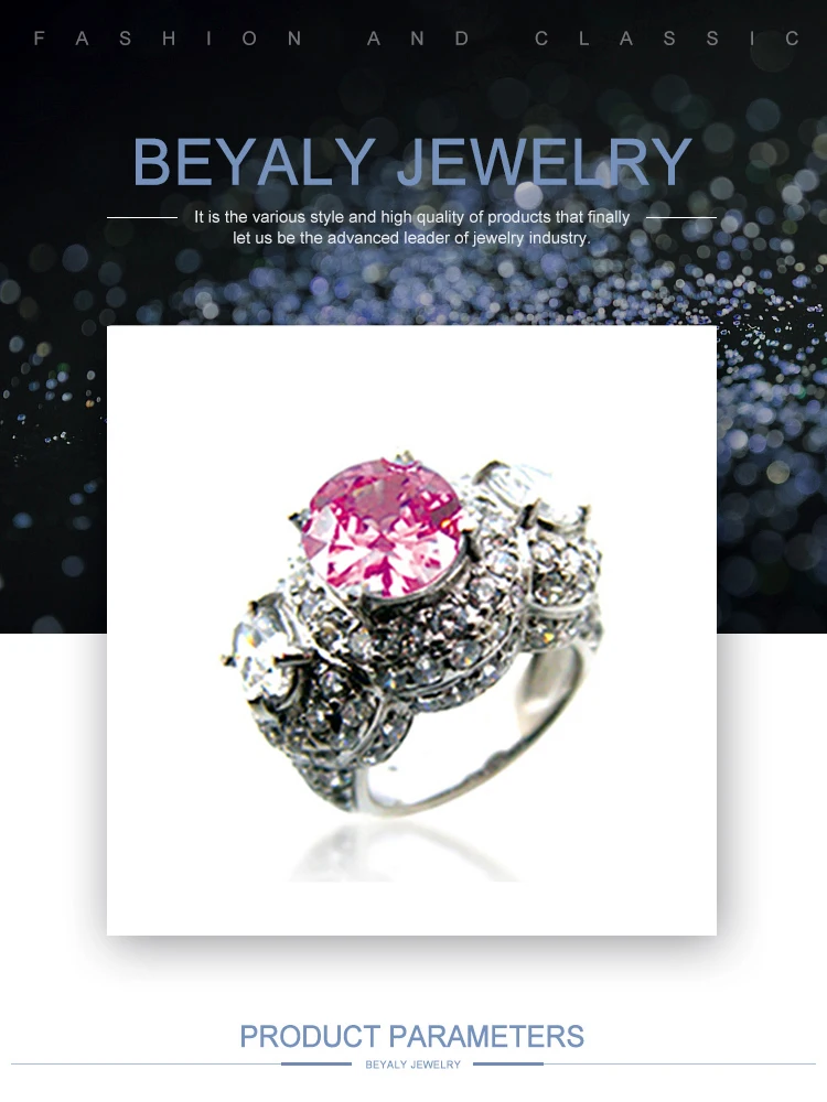 Pink gemstone jewelry wholesale pave diamond snake silver rings