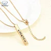 Fashion Statement Dainty Engraved Stainless Steel Vertical Bar Necklace