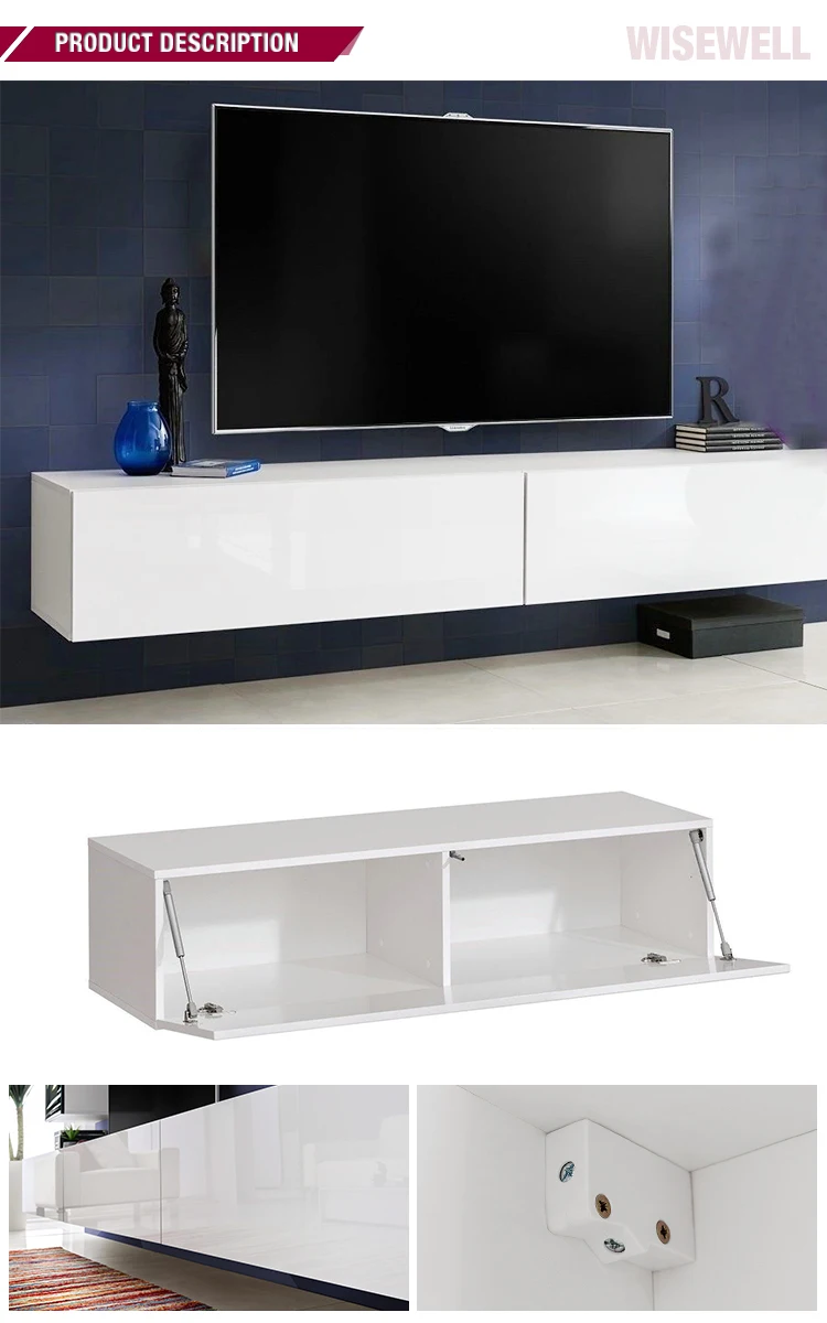 W-TV-100 High Gloss Fronts Living Room Unit Furniture Set TV Wall Mounted Cabinet Stand