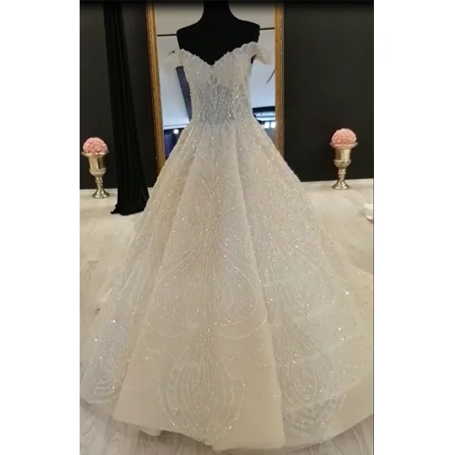 

Eslieb 2019 New Arrival Wedding Dress Full Beading New Design Real Work Photos Vestito da sposa A-line Vestido de novia, Ivory