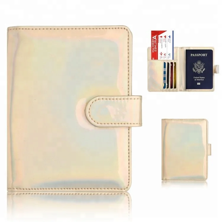 

Bling rainbow pu leather signals blocking family passport ticket holder rfid for credit card/ passports