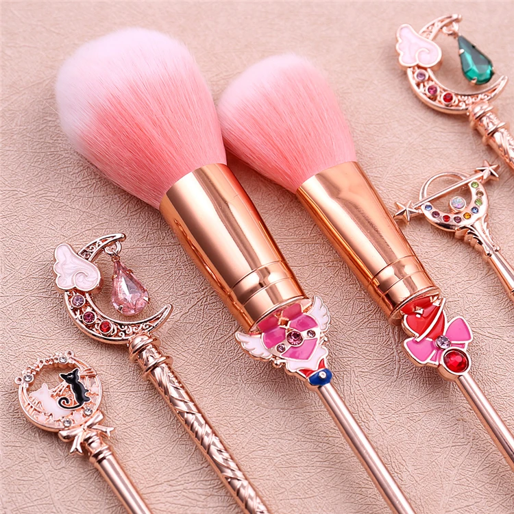 

Pro Blending Powder Blush Eyeshadow Eyebrow with Crystal Cosmetic Sailor Moon Makeup Brushes Set