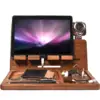 Organizer for things, telephone, keys, plastic cards and ornaments, charger, docking stations Wood Phone Stand