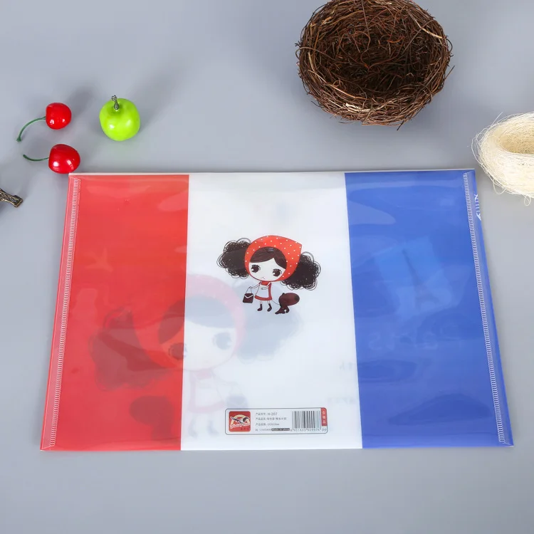 
Custom print PP plastic ladies document bag with snap button 