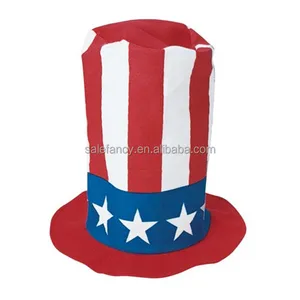 sam patriotic red white and blue america stovepipe felt top hat
