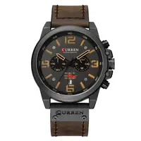 

2018 New Fashion Mens Leather Strap Curren Watch Sports Chronograph Watches