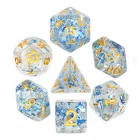 

2019 new design factory wholesale durable metallic Sapphire flakes dice sets polyhedral dice