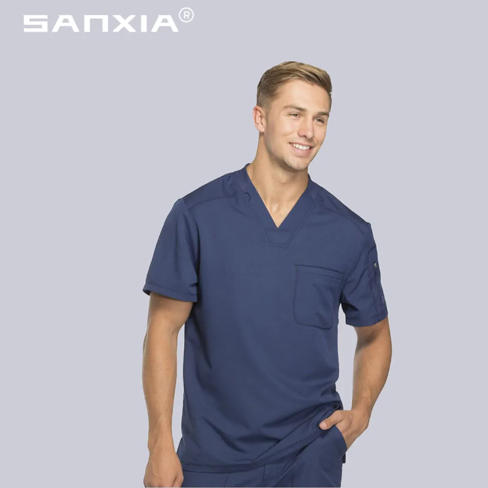 

doctor cloth design male nurse scrub uniform, Grey , orange,blue