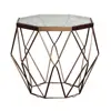 Octagon glass top gold diamond side table