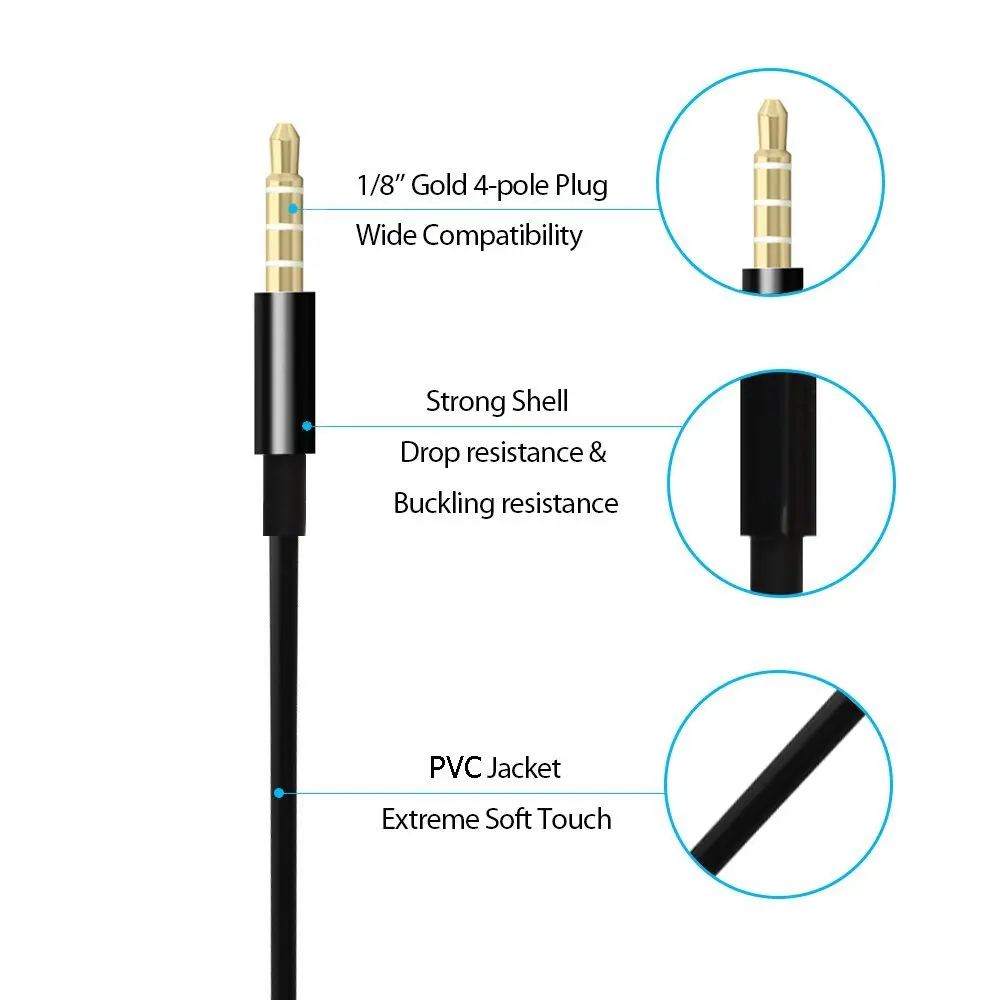 Professional Pure Copper Microphone Extension Cable 3.5mm Audio Cable