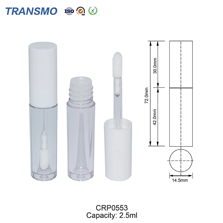 High quality wholesale crystal unique lip gloss tubes empty white lip gloss tube 2.5ml liquid lipstick tube with brush