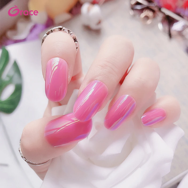 

LG10 bright color golden change mirror metal nail tips different colour press on artifical nail tips color, Colorful