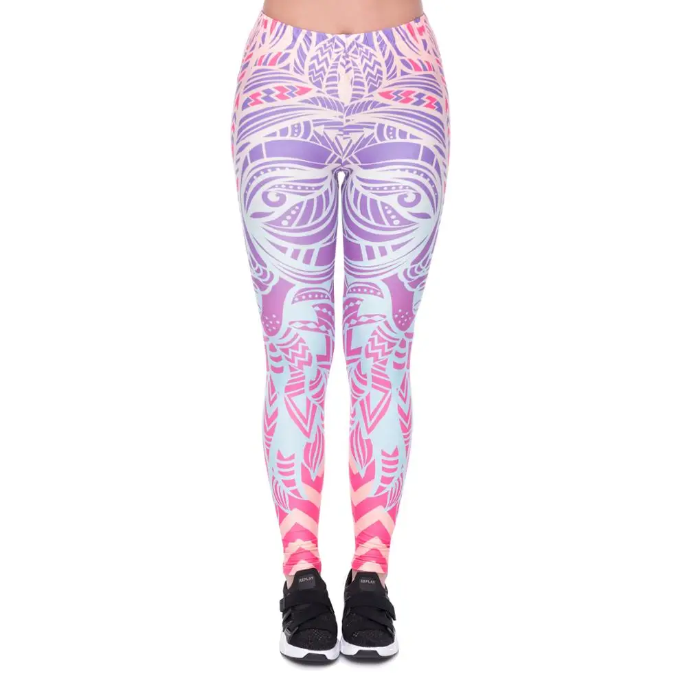 

2018 New Arrival Fashion Women Leggings Zig Zag Purple Wolf Digital Printing Pants Trousers Ladies Skinny Sportswear Leggings, Photo color;customized upon request