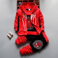 

Spring and autumn new style 3 piece spider-man carton zipper fleece baby boys set clothing gift set 2017