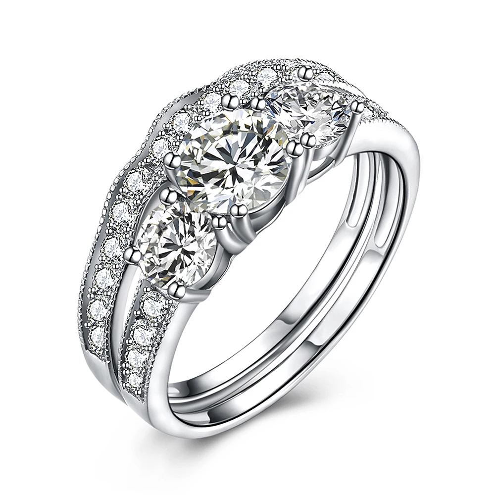 Custom Cz 925 Sterling Jewelry Women Engagement Wedding Silver Ring