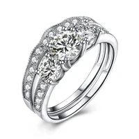 

Custom Cz 925 Sterling Jewelry Women Engagement Wedding Silver Ring
