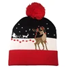 Hot sale Light Up Christmas Hat funny knitted Led Lights Beanie Elk christmas tree animals pattern pompom beanie