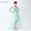 100% Real photos High Low Mint Green Prom Dresses 2017 Wholesale Gorgeous Cheap Prom Gowns Made in China