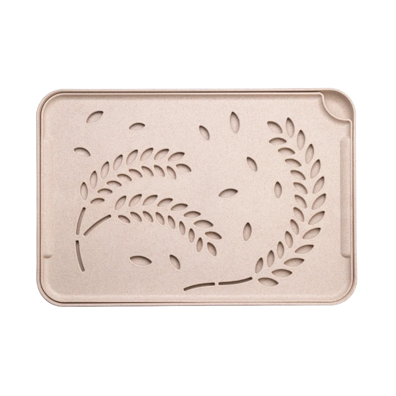 

Multipurpose Plastic Wheat Straw Dry Fruit Tray and Draining Strainer Leaking Serving Tray For Cup