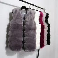 

Fake Fox Fur Vest short sleeveless jacket black white gray