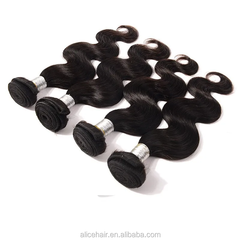 

Hot selling unprocessed human hair virgin natural color Brazilian body wave hair weaving, Natural color #1b