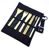 Eco-Friendly Wooden Flatware Set Outdoor Bamboo Utensils with case Plastic Free Cutlery Set Bamboo Tableware
