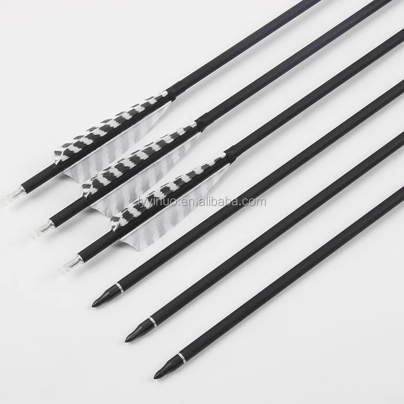 

YINOW31 Carbon arrows with Turkey Feather For Traditional archery bows shooting hunting arrows, Mixed stripes