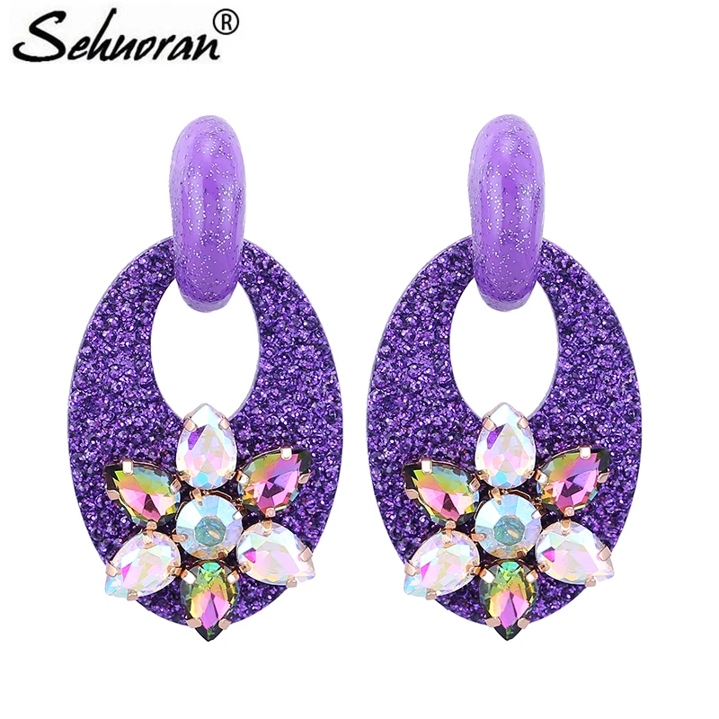 

Big Resin Drop Earrings For Woman Crystal Earring Pendientes Wedding Earrings Brand Fashion Jewelry, 8 color